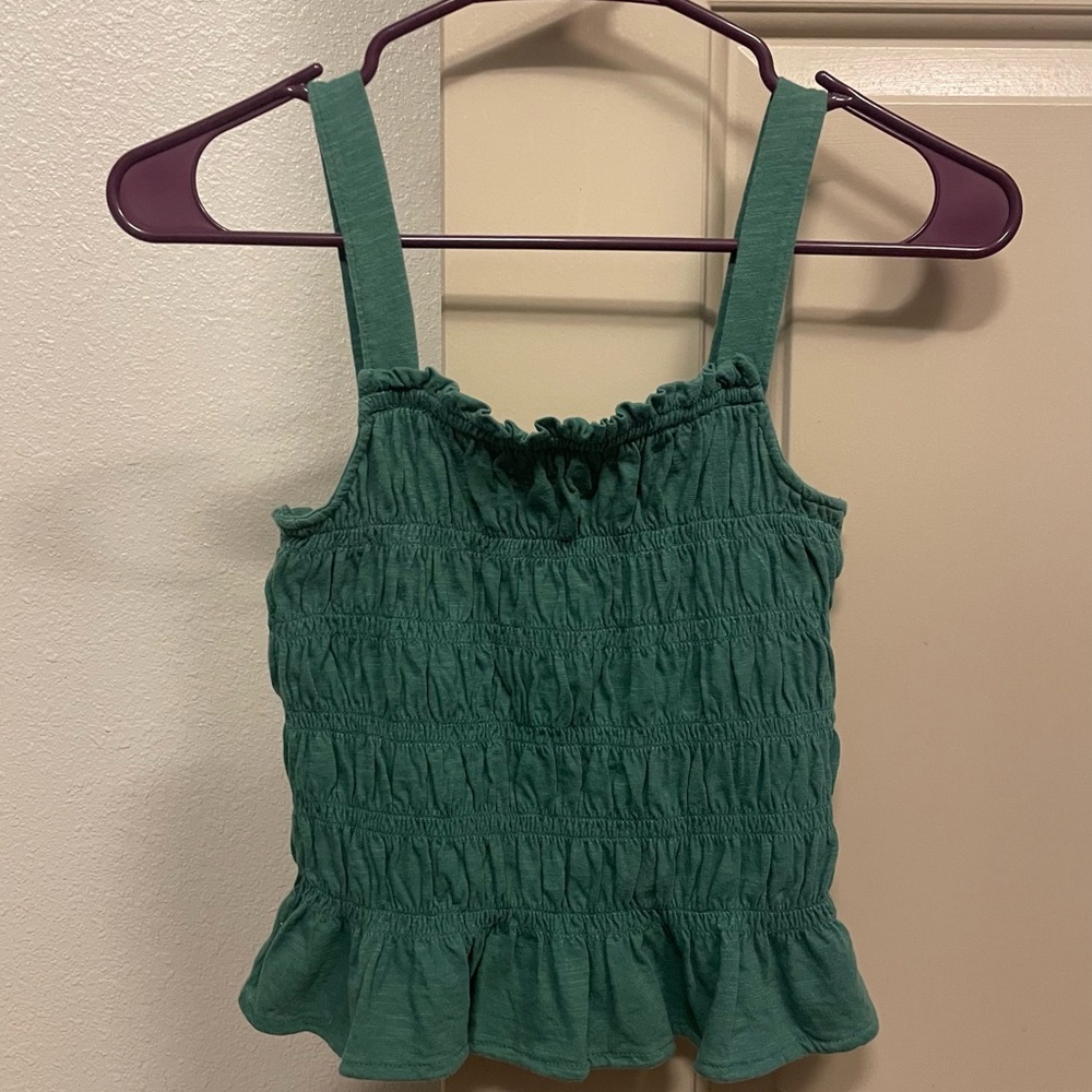 Universal Thread Green Smocked Ruffle Tank Top
